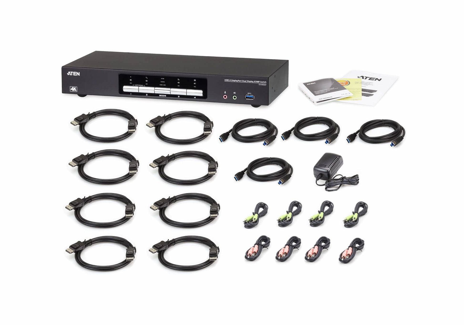ATEN KVM-Switch, 4-Port, USB 3.2 Gen 1/DisplayPort, 4K (3840 × 2160)