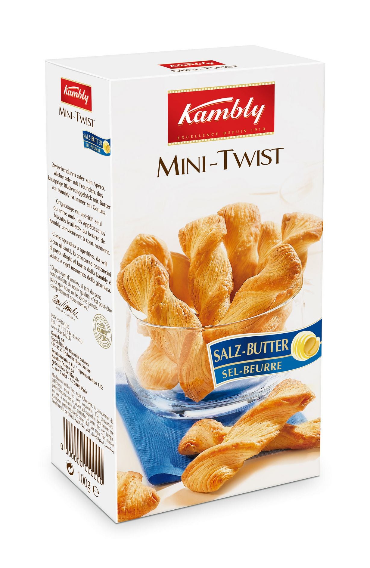 Kambly Gebäck – Salzgebäck Mini-Twist, Butter, Schachtel, 100 g