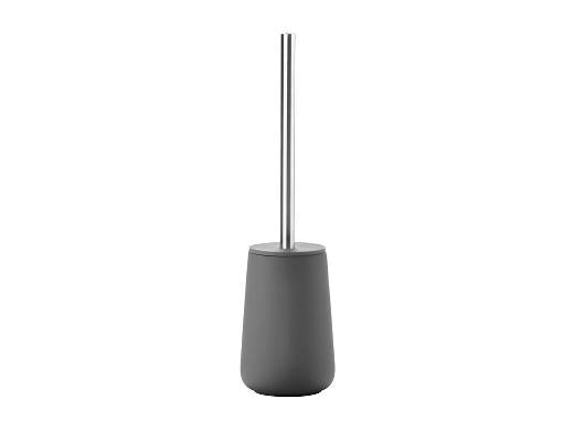 Zone Denmark WC-Bürstenset – Keramik, Grau, Edelstahl-Details, Soft-Touch-Oberfläche, H 37 cm, Ø 10,3 cm