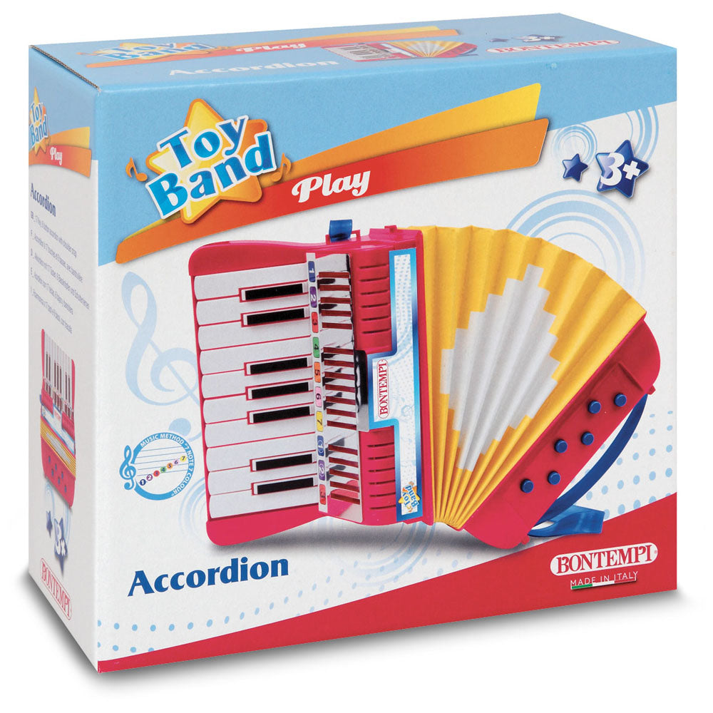 Bontempi Akkordeon – 12 × 21 × 21 cm – ab 3 Jahren – Kunststoff – rot/weiss/gelb