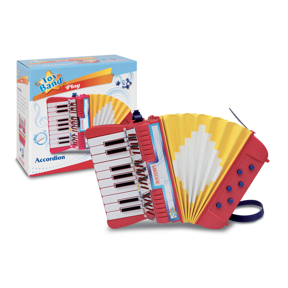 Bontempi Akkordeon – 12 × 21 × 21 cm – ab 3 Jahren – Kunststoff – rot/weiss/gelb