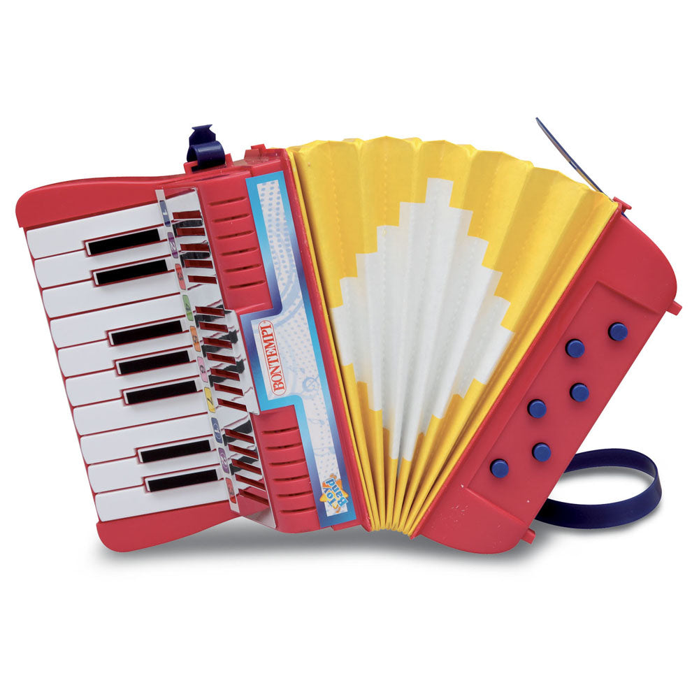 Bontempi Akkordeon – 12 × 21 × 21 cm – ab 3 Jahren – Kunststoff – rot/weiss/gelb