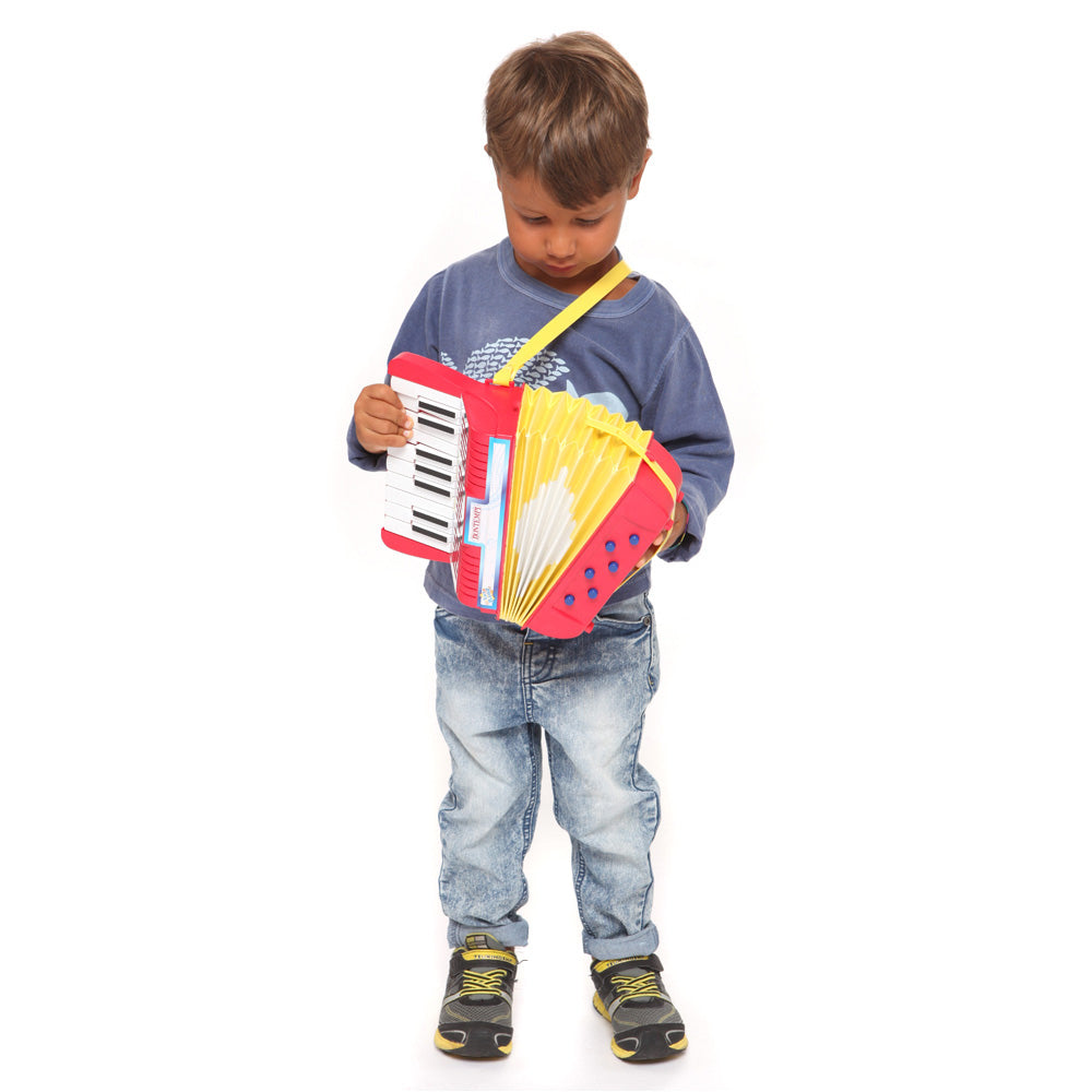 Bontempi Akkordeon – 12 × 21 × 21 cm – ab 3 Jahren – Kunststoff – rot/weiss/gelb
