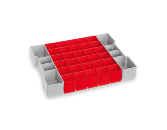 L-BOXX A3 Insetboxenset – 30× A3, 2× U3, inkl. 6 Trennwänden, grau/rot, Kunststoff, für L-BOXX 102