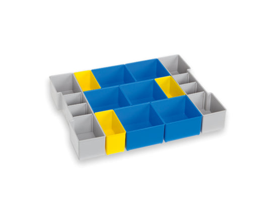 L-BOXX BC3 Insetboxenset – 11-teilig, mit 6 Trennwänden, blau/grau/gelb, Kunststoff, für L-BOXX 102