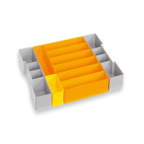 L-BOXX F3 Insetboxenset – 10-teilig, mit 6 Trennwänden, grau/gelb, Kunststoff, für L-BOXX 102