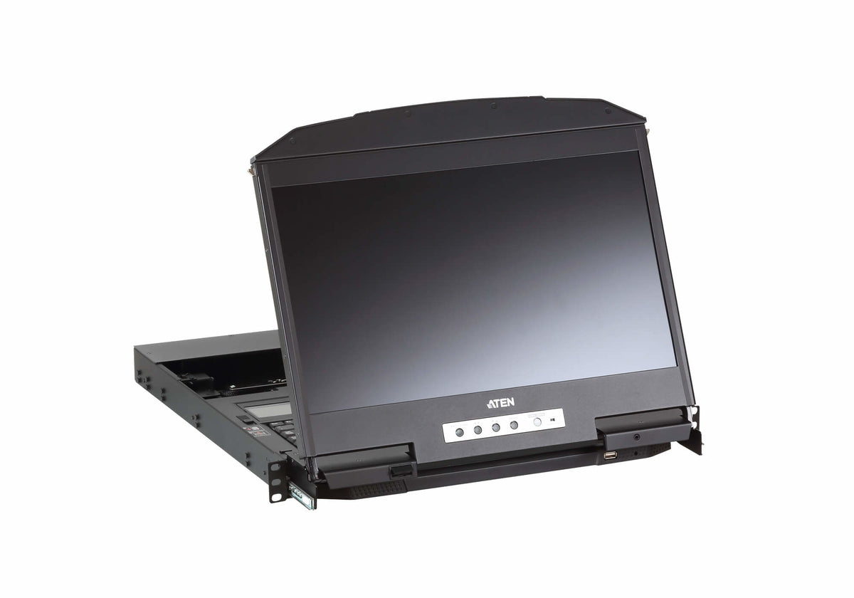 ATEN CL3800NW – 18,5" Rack-LCD-Konsole – 1920 × 1080, 5-Port KVM, HDMI/DVI/VGA, USB 2.0, Audio, FR-Layout – 1U