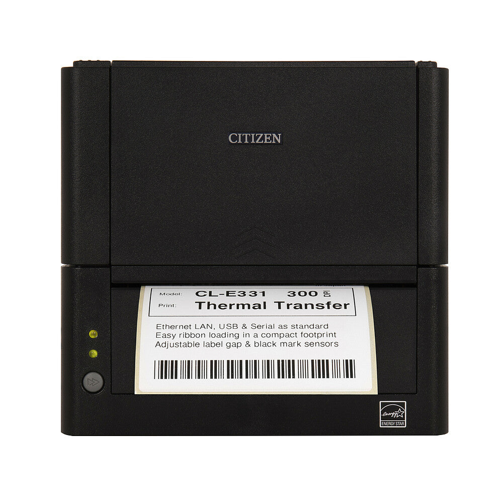 Citizen CL-E331 – Etikettendrucker, Thermotransfer, bis 118,1 mm, ZPL-Unterstützung, USB, LAN, RS-232, 300 dpi