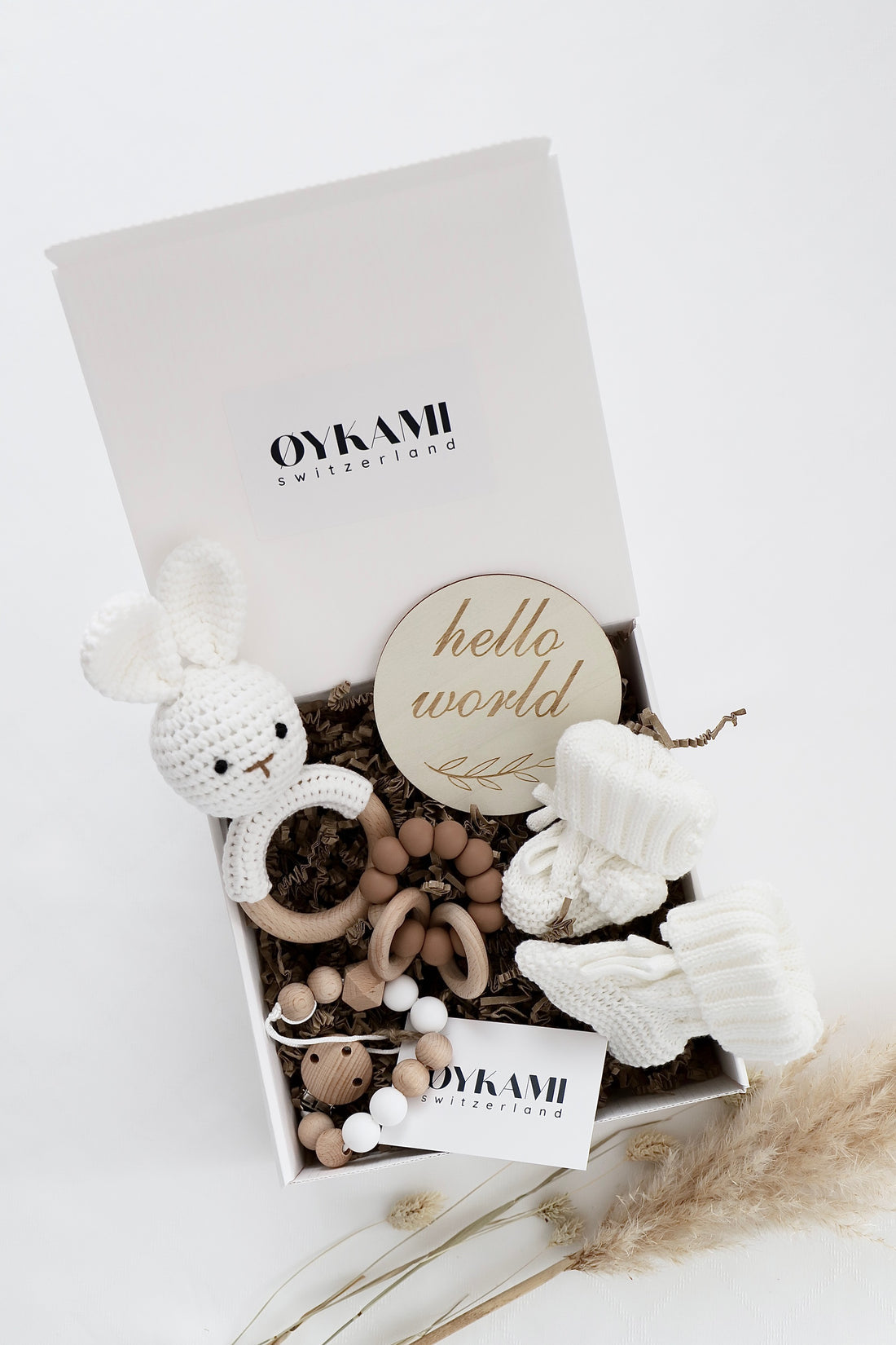 OYKAMI Geschenkbox – Holz, Baumwolle, mehrfarbig
