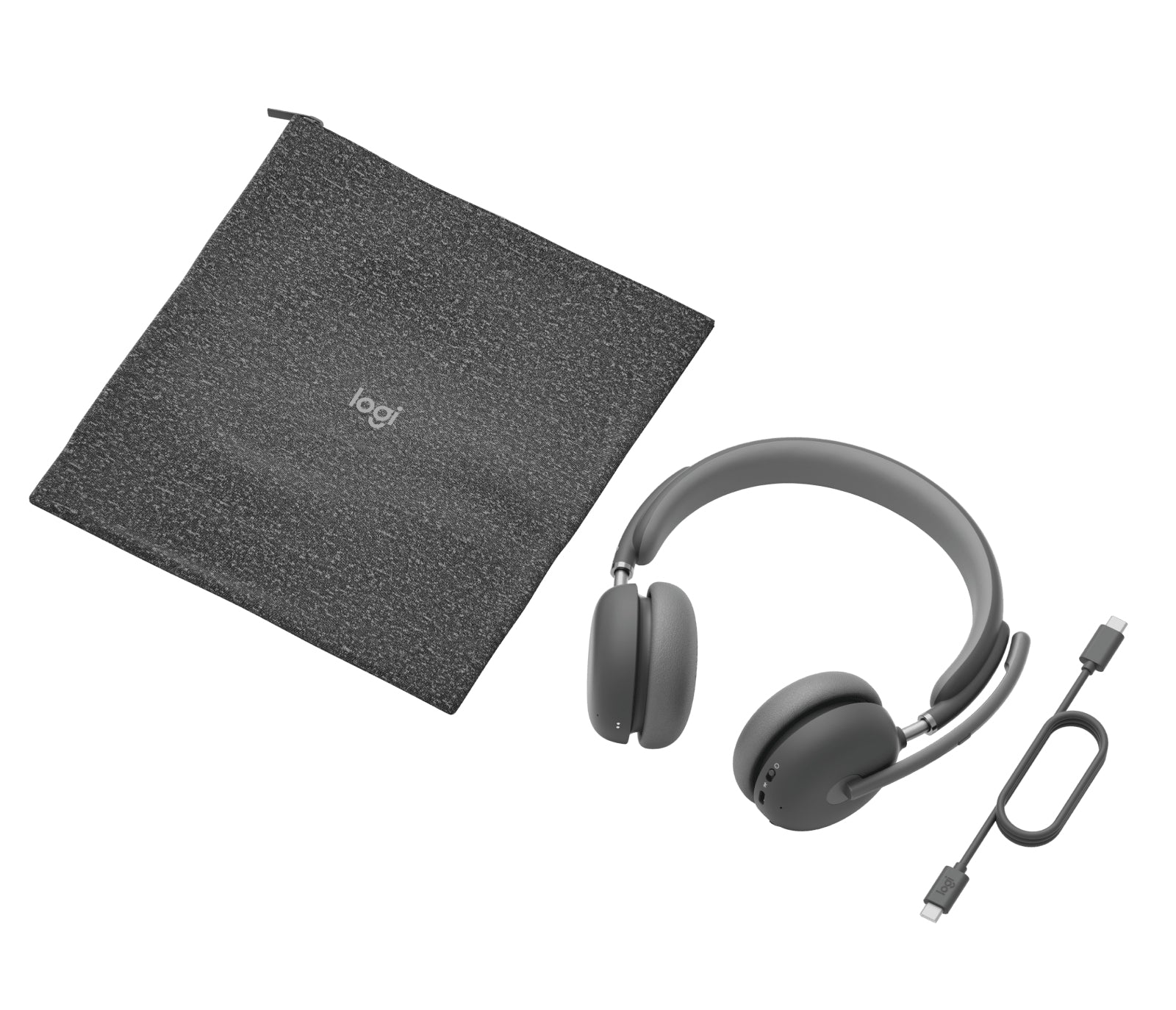 Logitech Zone Wireless 2 Office-Headset – On-Ear, Stereo, Kabel + BT, ANC, MS Teams zertifiziert, Graphit
