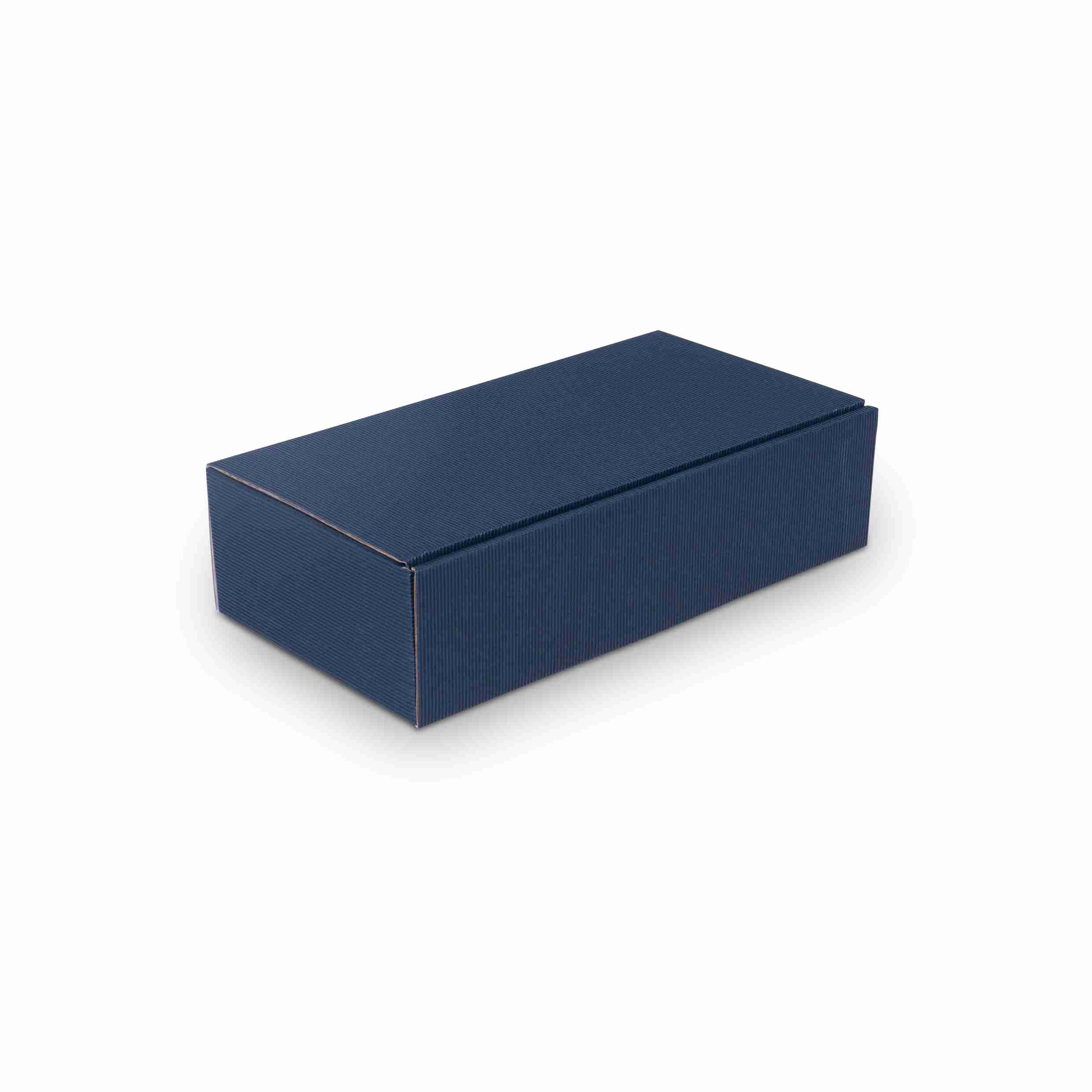 Model Weinpräsentkarton Wellpappe dunkelblau – Innenmass 180 × 360 × 90 mm – für 2 Flaschen – 1 Stk., ab 50 Stk.