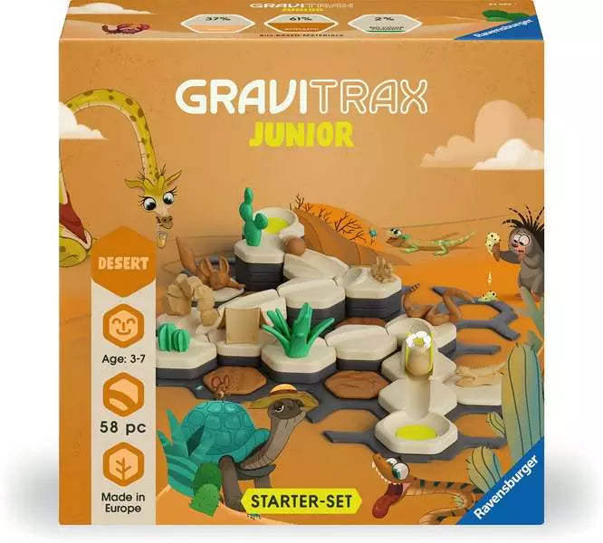 Ravensburger GraviTrax Junior Starter Set S My Desert Kugelbahn – 58-teilig – ab 3 Jahren – FSC-Holz – mehrfarbig