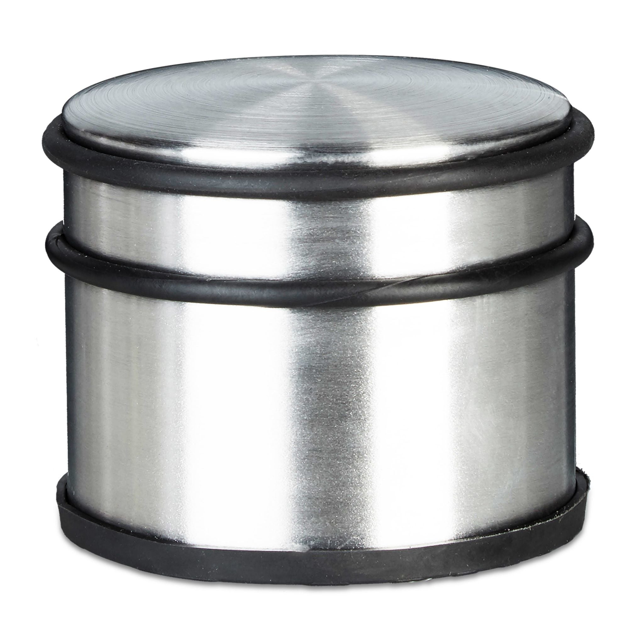 Relaxdays Türstopper – Gummi/Edelstahl – Schwarz/Silber – Ø 95 × H 75 mm