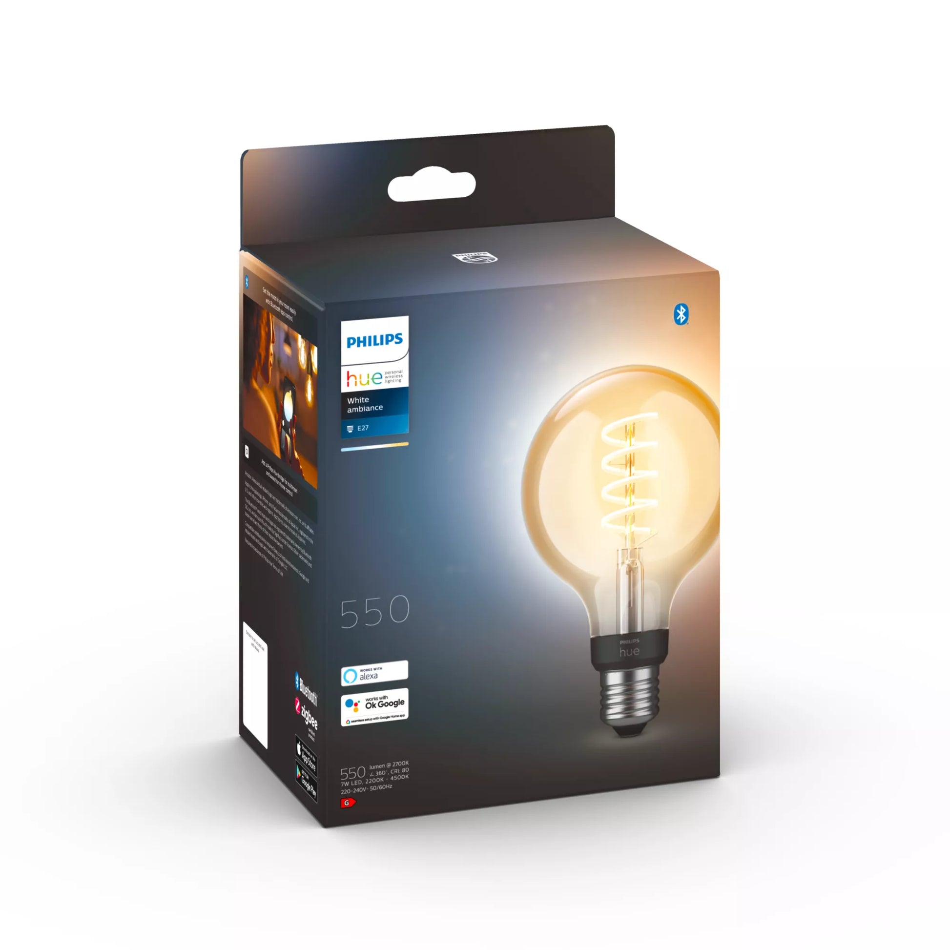Philips by Signify Philips Hue Smart-Leuchtmittel E27 White Ambiance – 550 lm, 2200–6500 K, App, dimmbar – 1 Pack