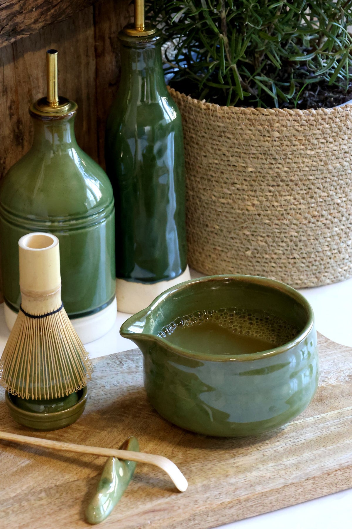 Chic Antique Matcha-Set – 6-teiliges Set, 350 ml, Steingut, Grün