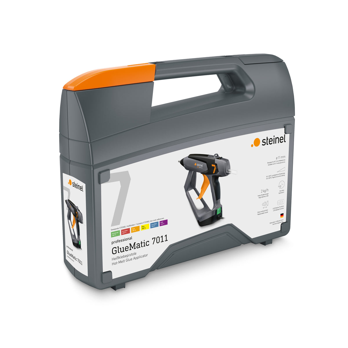 STEINEL Gluematic 7011 KF Heissklebepistole – 400 W – Stiftdurchmesser 11 mm – inkl. 3 Klebepatronen, Koffer