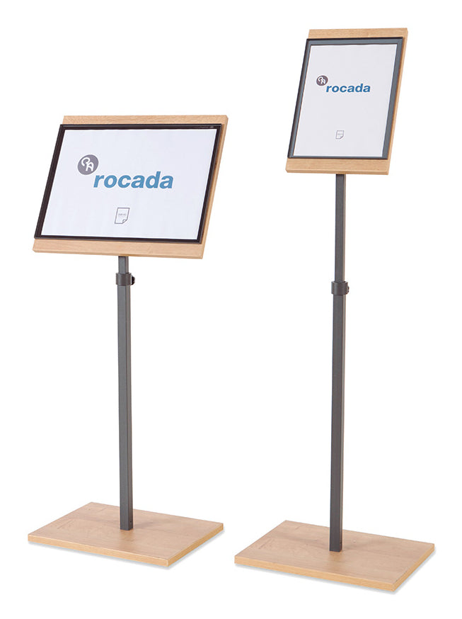 Rocada Boden-Prospektständer – für A4, braun, Holz, 400×300×1400 mm
