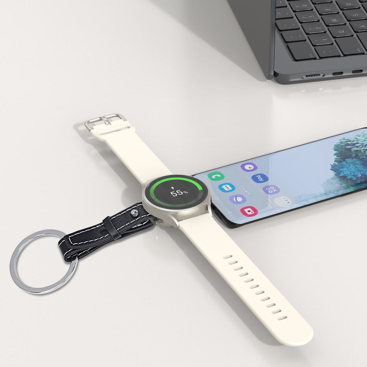 4smarts Kabelloses Ladegerät 2,5 W – Qi – für Samsung Galaxy Watch (Serie 3–7, u. a.)