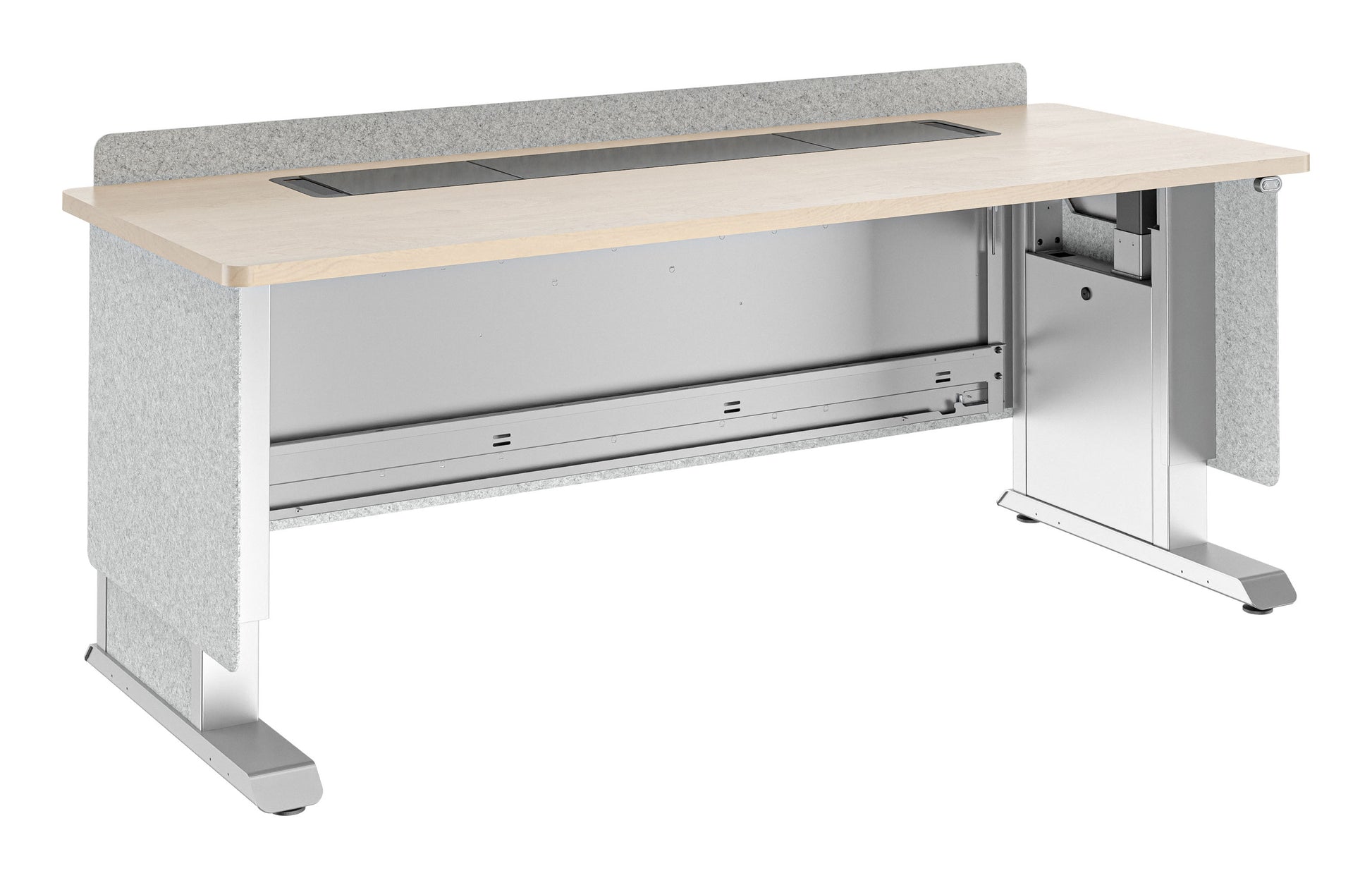 Middle Atlantic Elektrisch höhenverstellbares Rednerpult – Hochdrucklaminat, PET-Filz, grau/holz