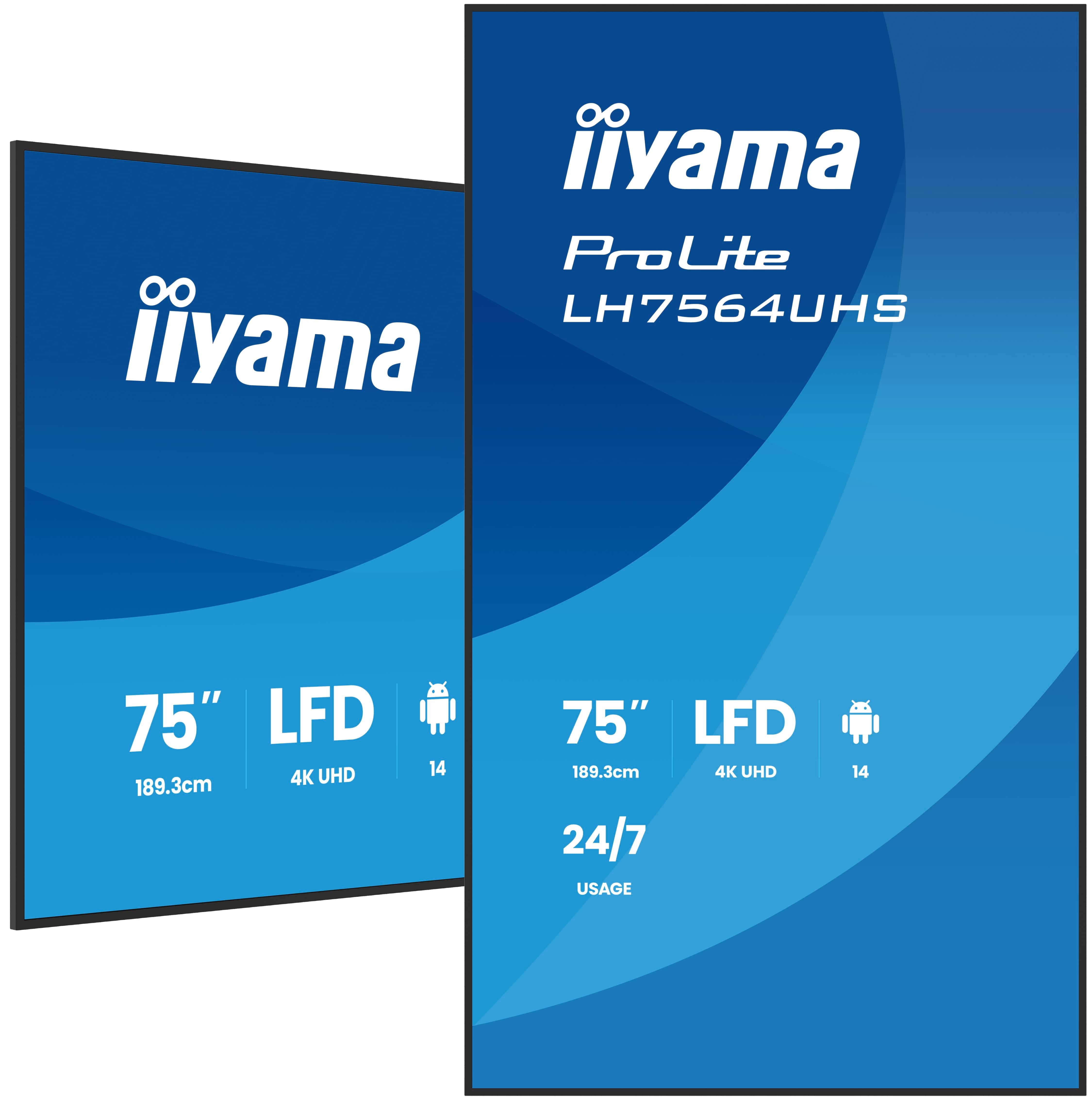 iiyama ProLite – Signage-Display, 75", Ultra HD 4K, 500 cd/m², VA