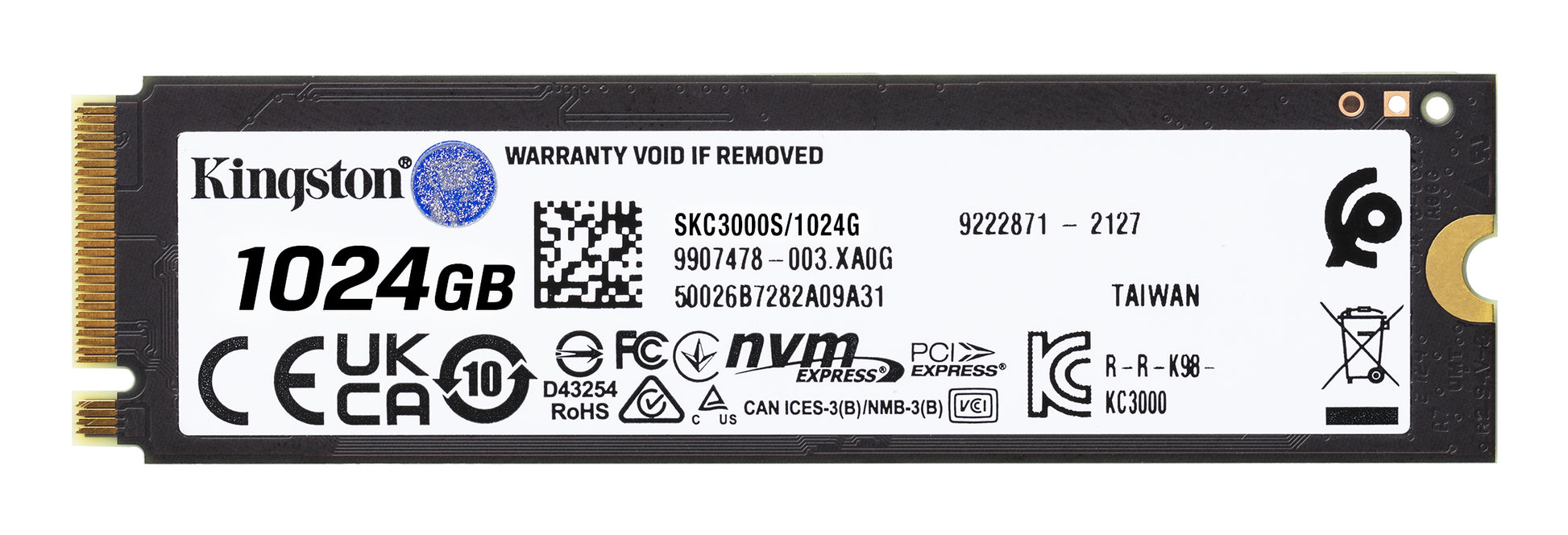 Kingston 1024GB M.2 2280 NVMe SSD – KC3000, 6'000 MB/s Schreiben, 7'000 MB/s Lesen