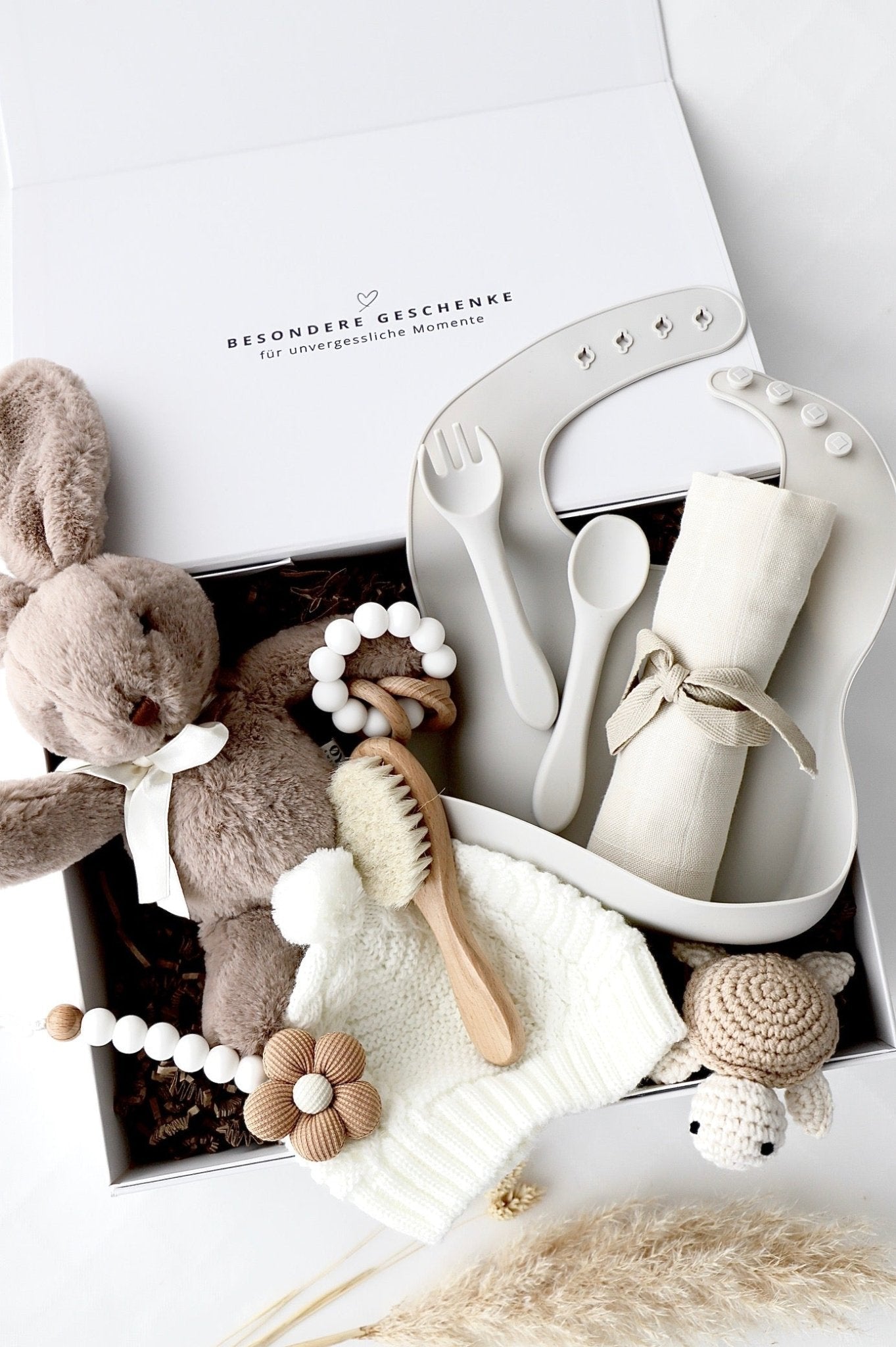 OYKAMI Baby Geschenkbox Lunelle – Holz, Textil, Baumwolle, Weiss