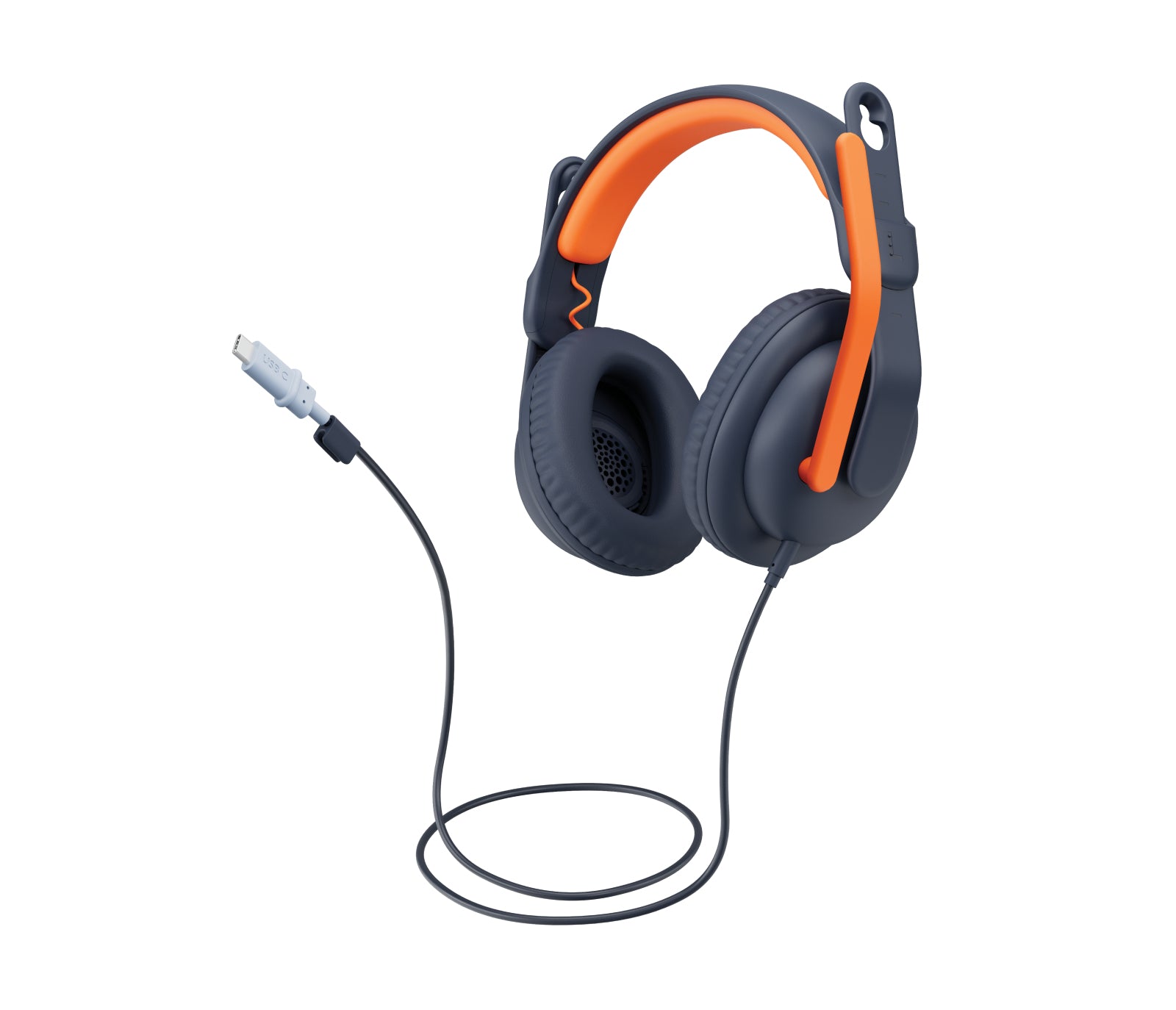 Logitech Zone Learn Kinderkopfhörer – Over-Ear, Stereo, Kabelgebunden (USB-C), Boom-Mikrofon, Tropfsicher, Blau/Orange