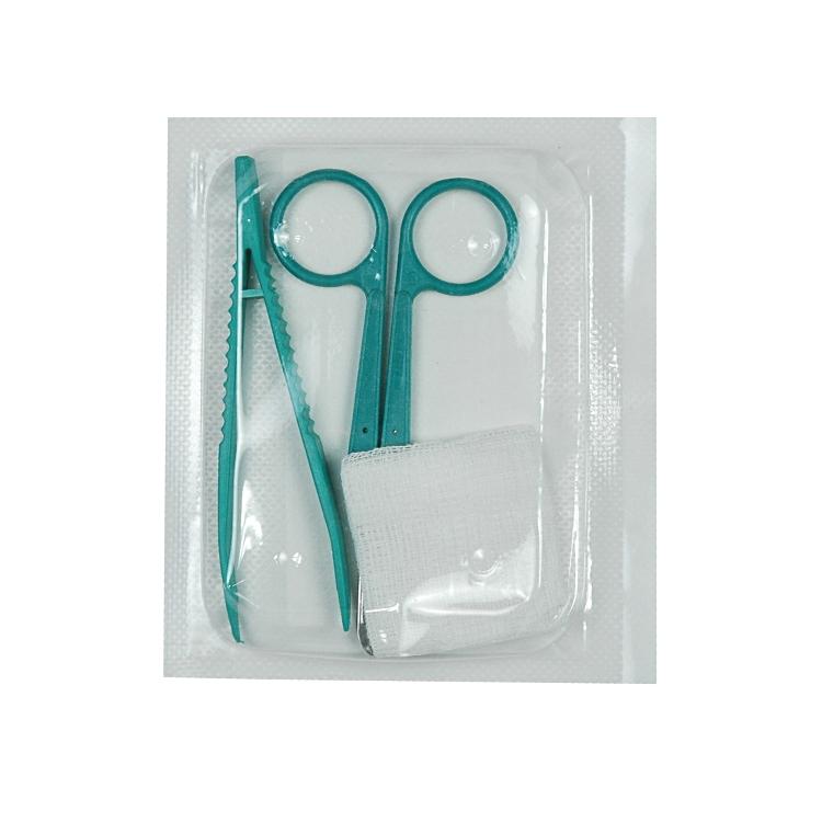 Medical device Erste-Hilfe-Set Fadenentfernung steril – Pinzette (grün), Littauer Fadenschere, Mullkompresse 5 × 5 cm (8-fach)