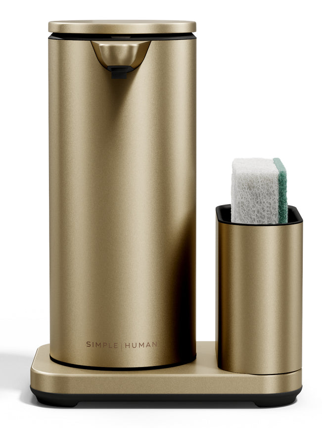 simplehuman Automatischer Seifenspender – Tisch – 414 ml, Gold matt, Edelstahl