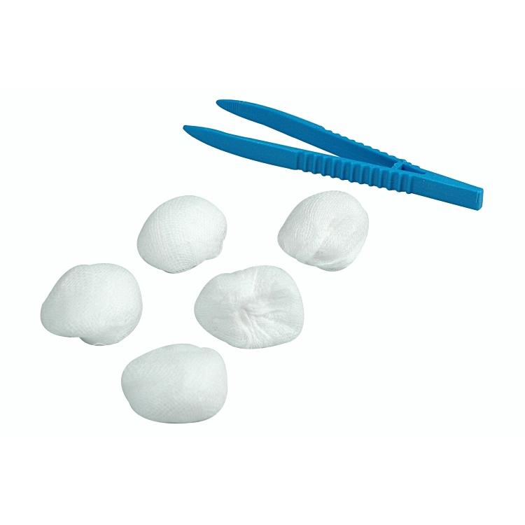 Medical device Erste-Hilfe-Set Set 3 steril – 5 Mulltupfer (pflaumengross), 1 Pinzette (blau)