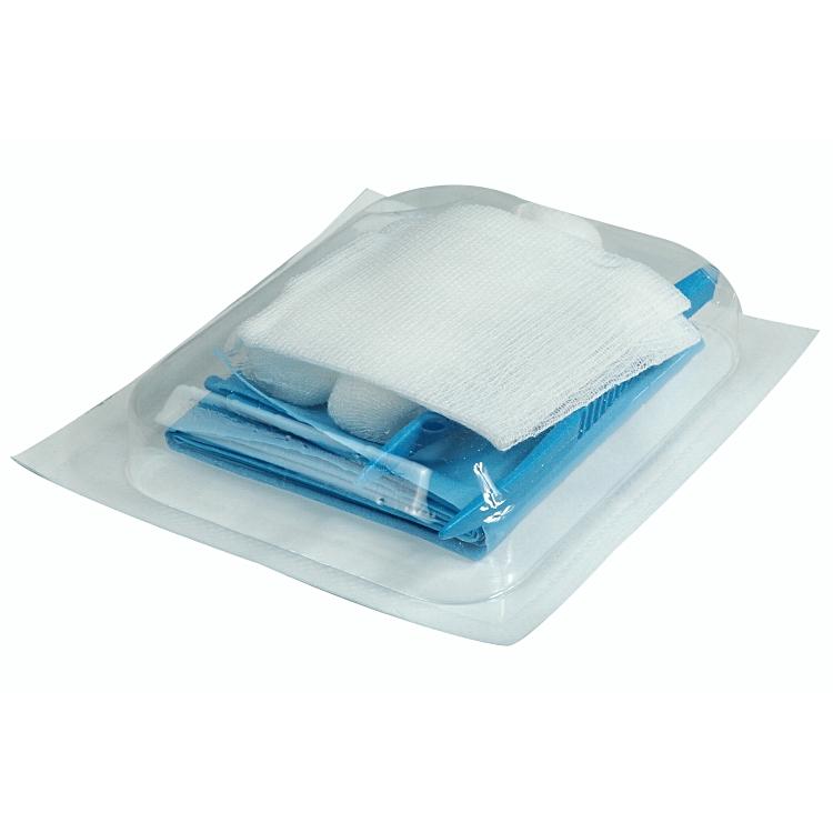 Medical device Erste-Hilfe-Set – 4 Mulltupfer, Kompresse 75 × 75 mm, Abdecktuch 33 × 45 cm, Pinzette blau