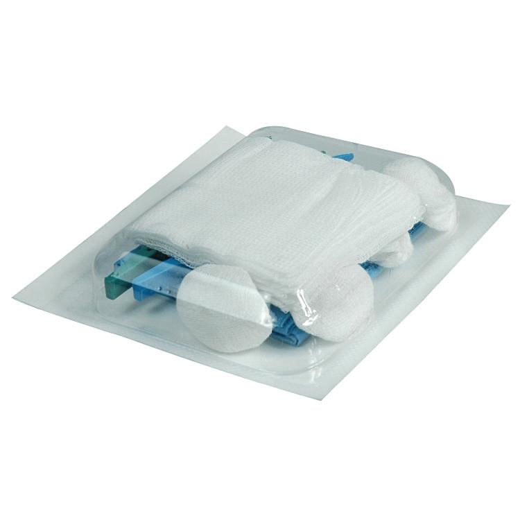 Medical device Erste-Hilfe-Set – 5 Mulltupfer, 5 Kompressen 75 × 75 mm, Abdecktuch 330 × 450 mm, 2 Pinzetten (grün/blau)