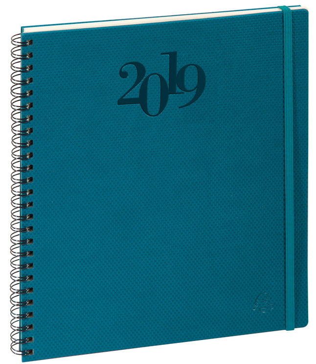 Exacompta Eurotime 22S – Wochenagenda 2019, 1 Woche/2 Seiten, 18,0 × 22,5 cm, Spiralbindung, Gummiband