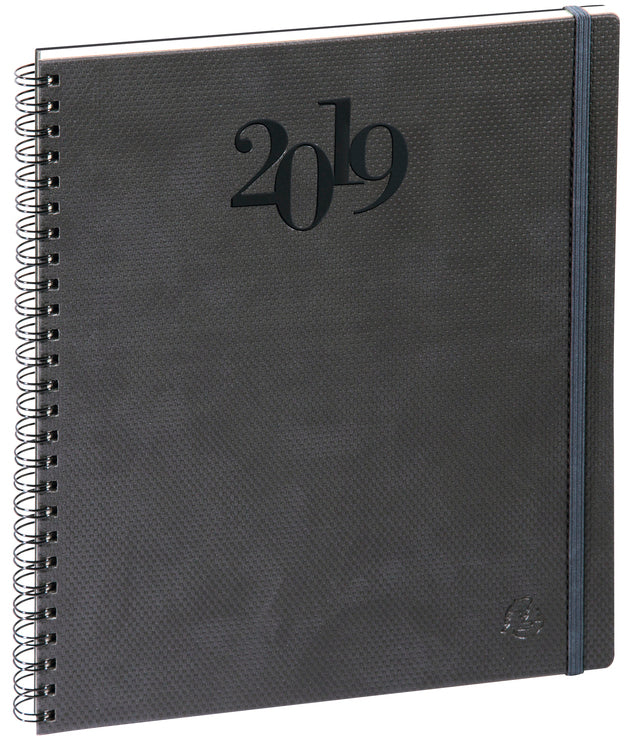 Exacompta Eurotime 22S – Wochenagenda 2019, 1 Woche/2 Seiten, 18,0 × 22,5 cm, Spiralbindung, Gummiband