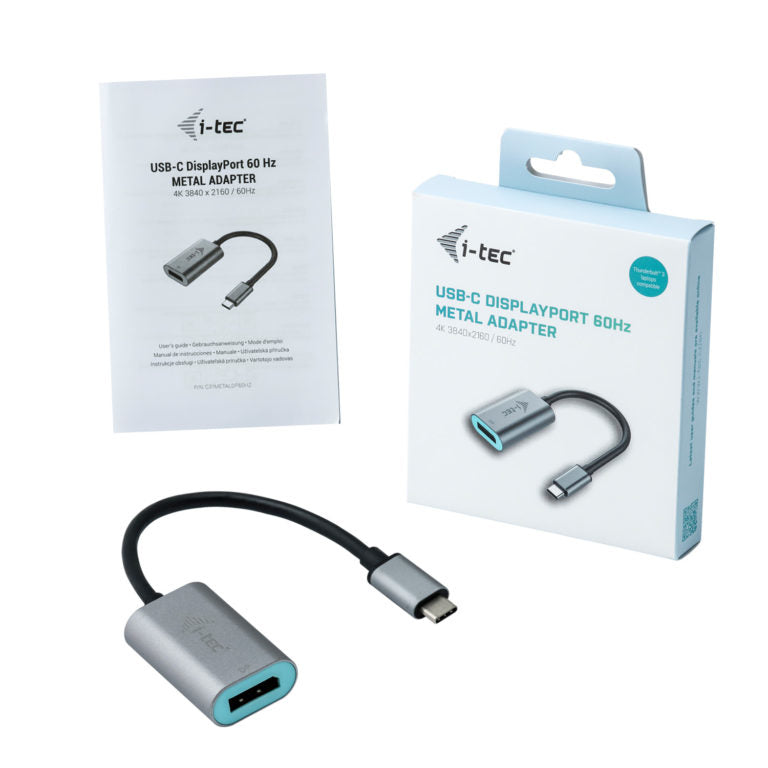 i-tec USB-C (Stecker) auf DisplayPort (Buchse) Adapter, 4K@60 Hz, Metallgehäuse, für Thunderbolt 3
