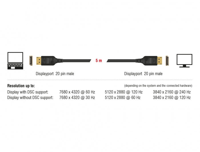 DeLOCK DisplayPort Kabel DP 1.4 8K 60 Hz – 2 m