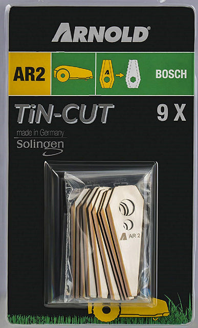 ARNOLD Ersatzmesser 49,8 × 19,6 × 1 mm Carbon, TiN – 9 Stk – für Bosch Indego 800, 1000, 1000 Connect und andere