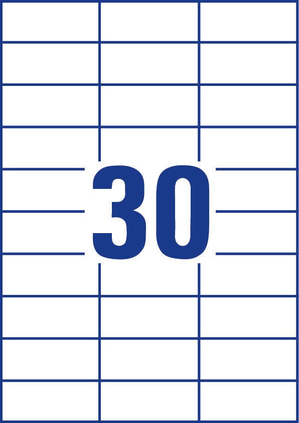 Avery Zweckform – Haftetiketten 3489, 70 mm × 30 mm, weiss, Papier, permanent, 3'000 Stk. (100 Blatt)