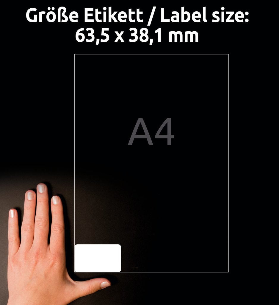 Avery Adressetiketten, 64 mm × 38 mm, weiss, Papier, permanent, 2100 Etiketten (100 Blatt)