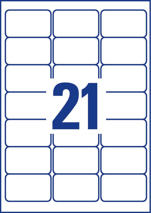Avery Adressetiketten, 64 mm × 38 mm, weiss, Papier, permanent, 2100 Etiketten (100 Blatt)