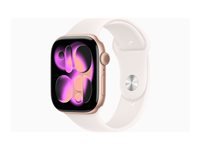 Apple Watch Series 11 46 mm GPS + Cellular – Aluminium Roségold, Sportarmband, Blassrosa, S/M, 50 m, für iPhone
