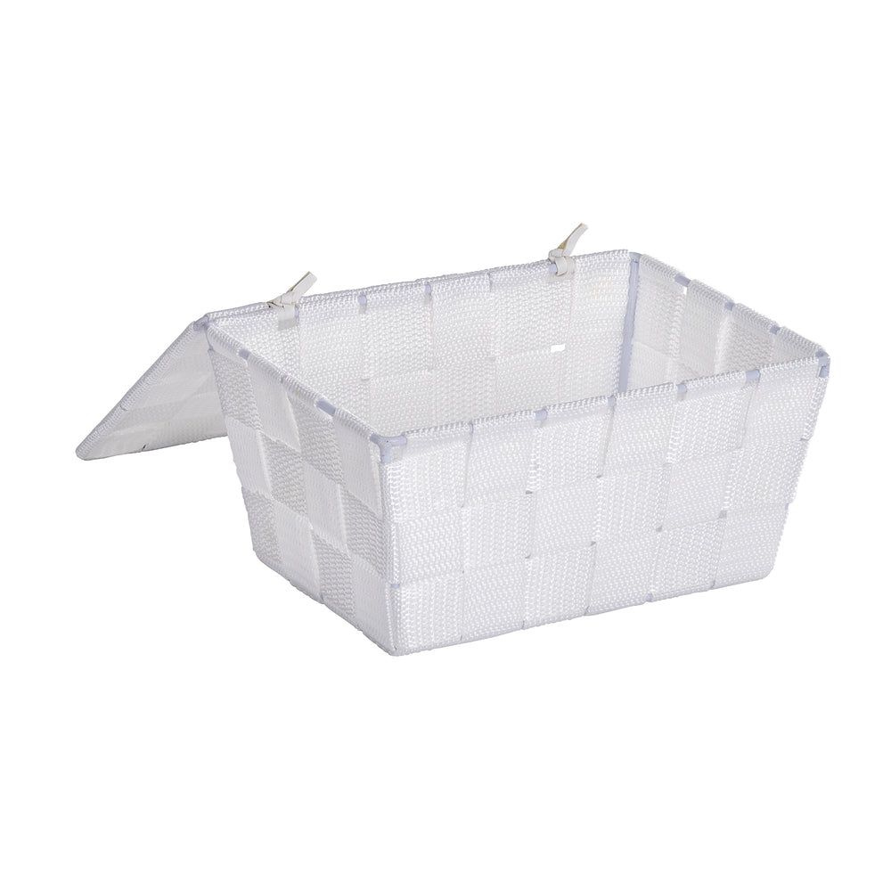 WENKO Aufbewahrungsbox Adria – Metall, Polypropylen (PP), mit Deckel, 19×14×10 cm, Weiss