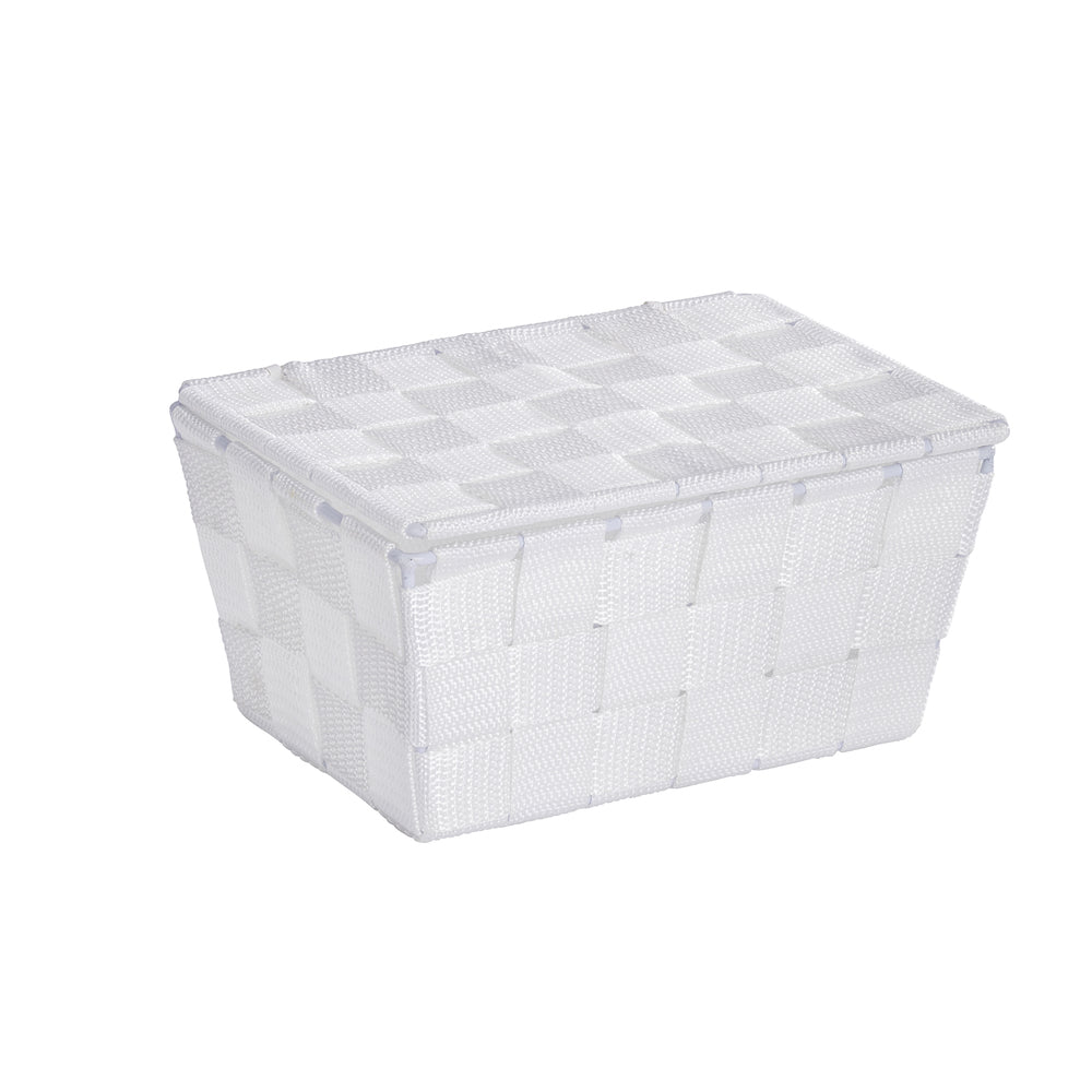 WENKO Aufbewahrungsbox Adria – Metall, Polypropylen (PP), mit Deckel, 19×14×10 cm, Weiss