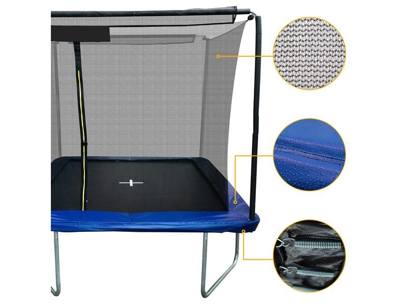 KOOR Trampolin über der Erde – rechteckig – 244 × 305 cm – 120 kg Belastbarkeit – inkl. Leiter – schwarz/blau
