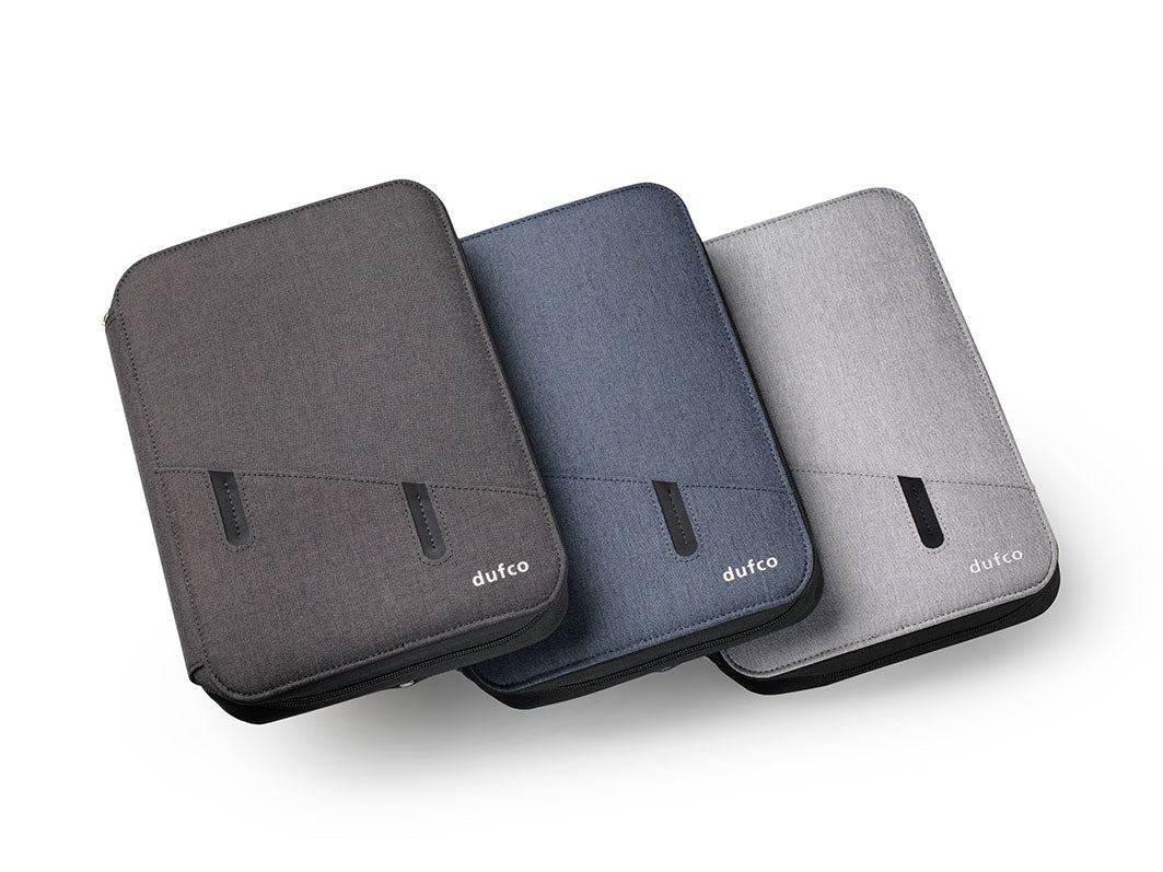Dufco Konferenzmappe 48-2017.0, für A5, für Tablets bis 10", Powerbank 5000 mAh – Textil – Jeansblau