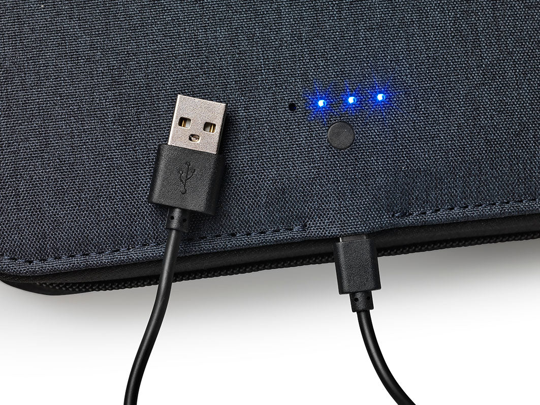 Dufco Reisemappe Smart Organizer – Powerbank 4000 mAh, wasserfest – für Smartphones bis 6" – grau