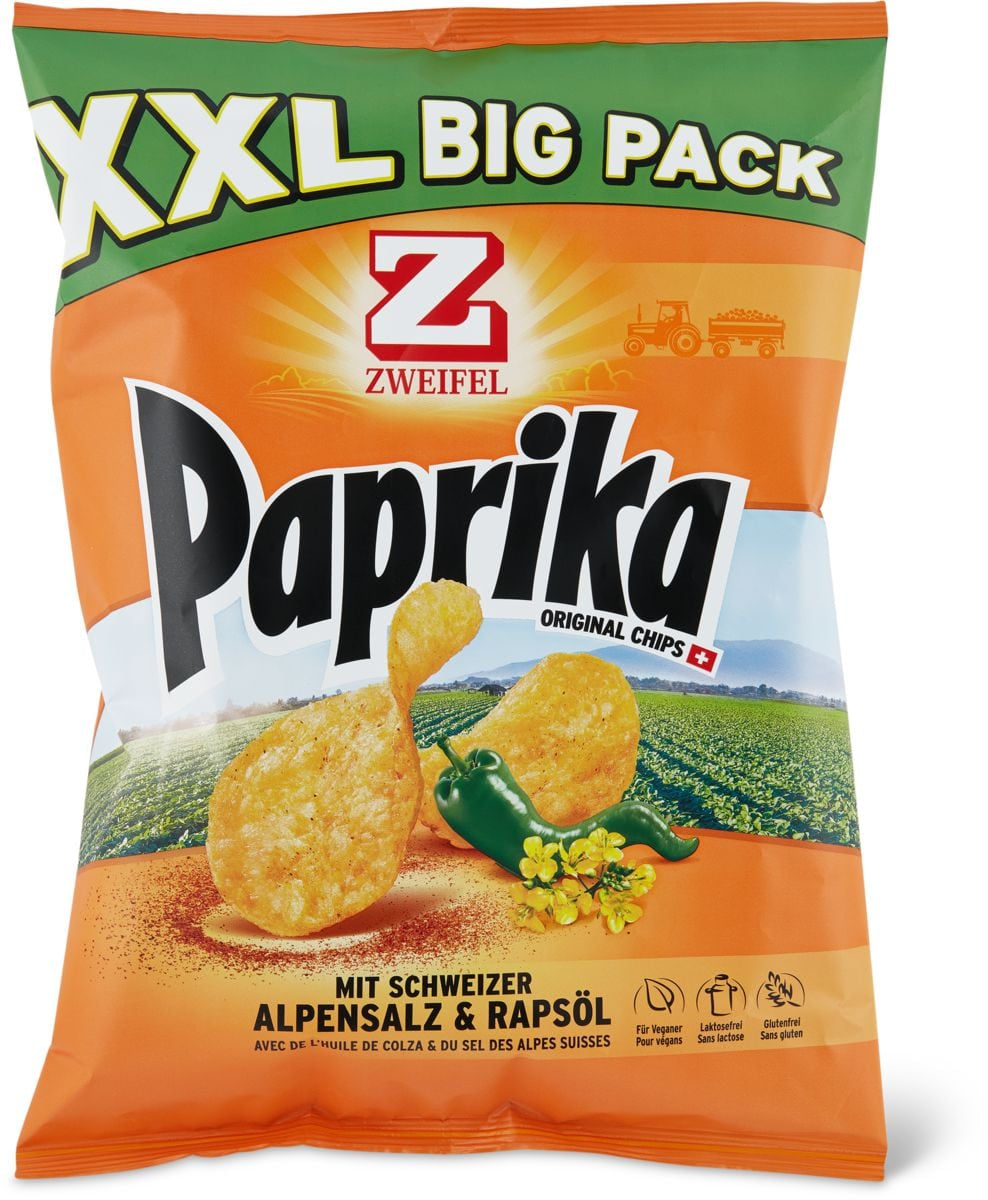 Zweifel Chips – Paprika, vegan – 387 g