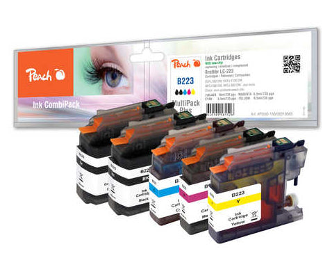 Peach Tintenpatronen-Multipack LC-223, kompatibel – für Brother MFCJ 480 DW, MFCJ 680 DW, MFCJ 880 DW und andere