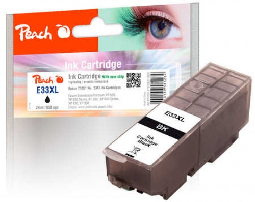 Peach 33XL Schwarz Tintenpatrone (Kompatibel) – 650 Seiten – für Epson Expression Premium XP-530/XP-7100