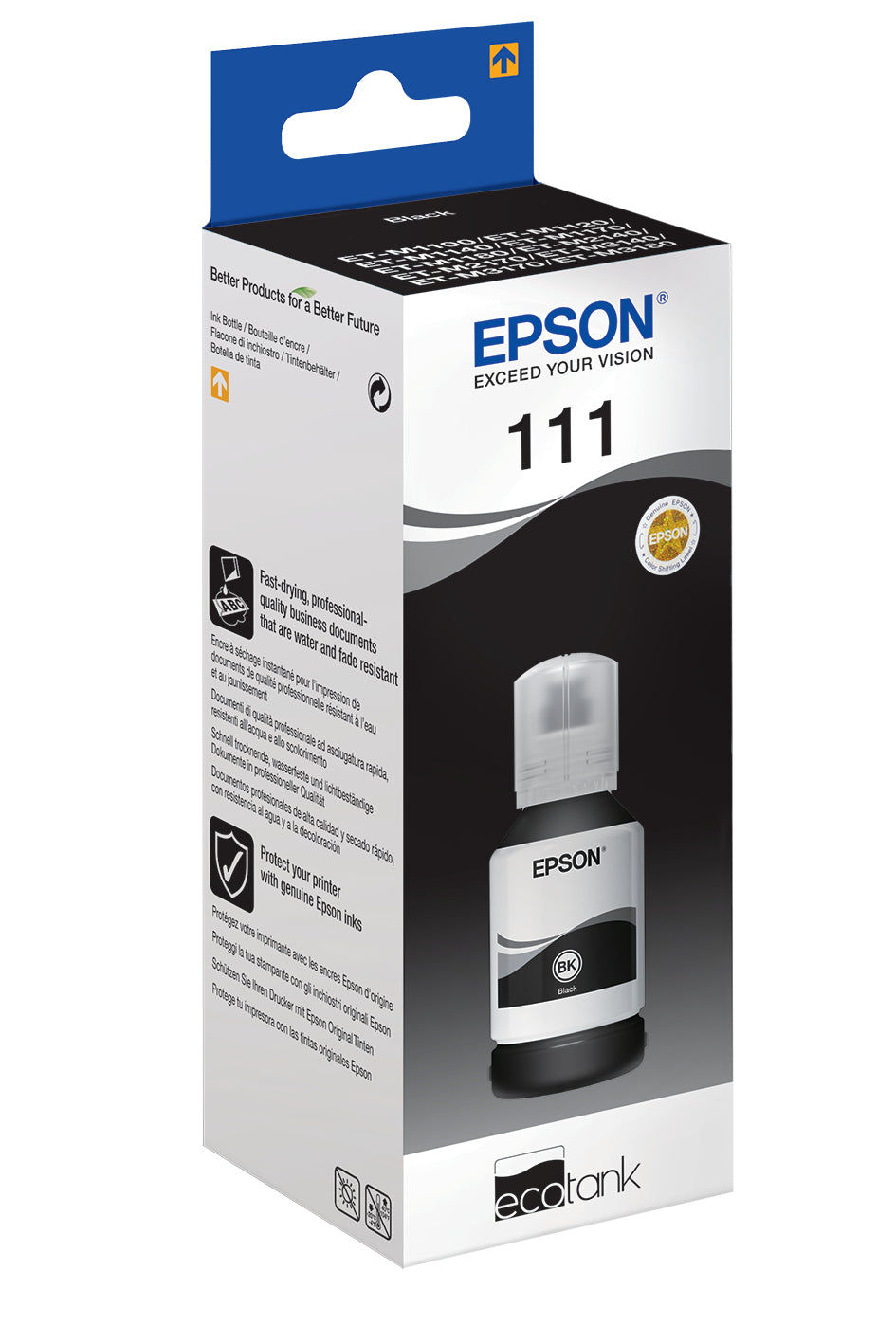 Epson 111 – Tintenflasche, Schwarz, bis zu 6'000 Seiten – für EcoTank ET-M3180, ET-M3170, ET-M3140 und andere